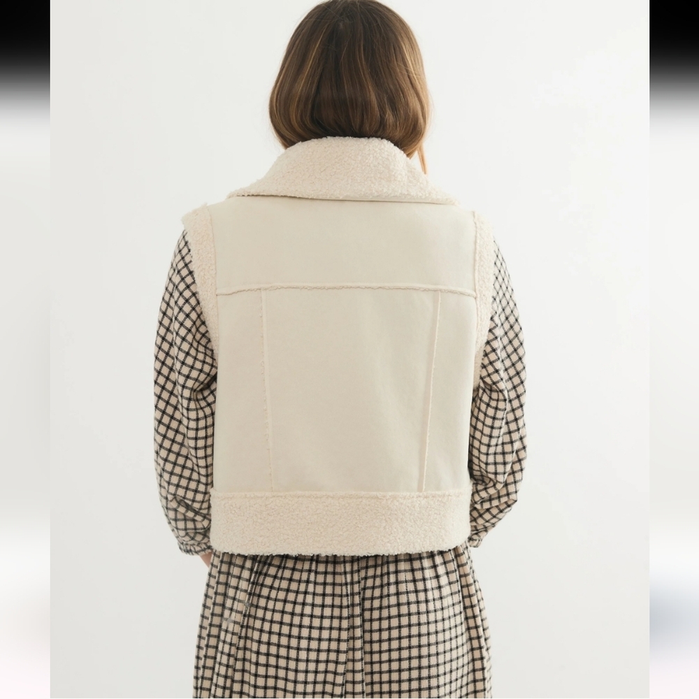 Marine Layer Quebec natural beige cream sleeveless Sherpa Vest size XL brand new - Picture 3 of 6